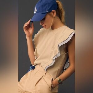 By Anthropologie Sleeveless Menswear Popover Top